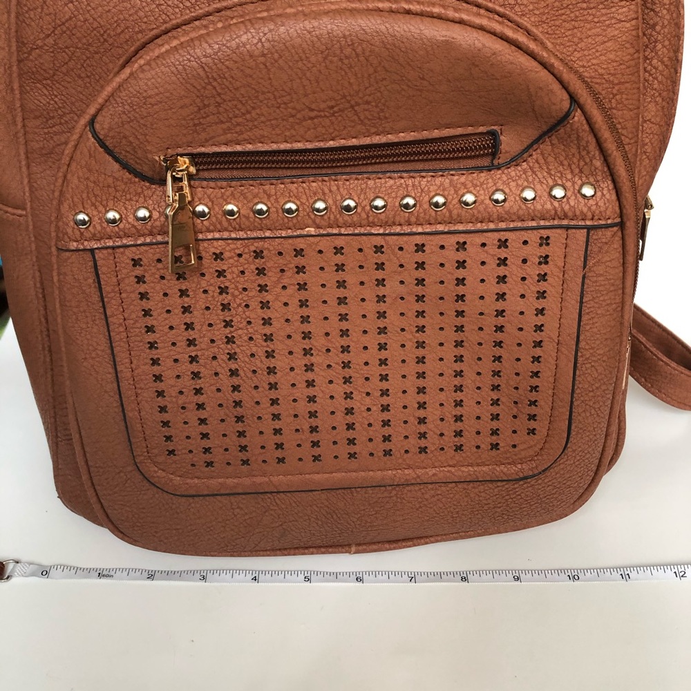 Fashion Backpack | Detailed Camel Vegan Leather - Picture 11 of 16